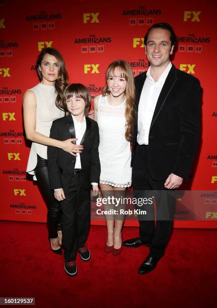 Keri Russell, Keidrich Sellati, Holly Taylor and Matthew Rhys attend FX's "The Americans" season one premiere at DGA Theater on January 26, 2013 in...