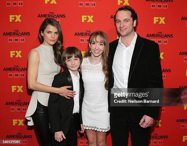 Keri Russel, Keidrich Sellati, Holly Talor, and Matthew Rhys attend FX's "The Americans" Season One New York Premiere at DGA Theater on January 26,...