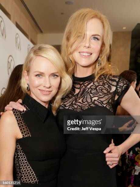 Actors Naomi Watts and Nicole Kidman arrive at the 24th Annual Producers Guild Awards held at The Beverly Hilton Hotel on January 26, 2013 in Beverly...