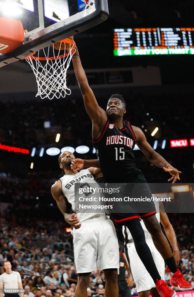 Capela Houston Rockets Houston Rockets center Clint Capela dunks over San Antonio Spurs ...