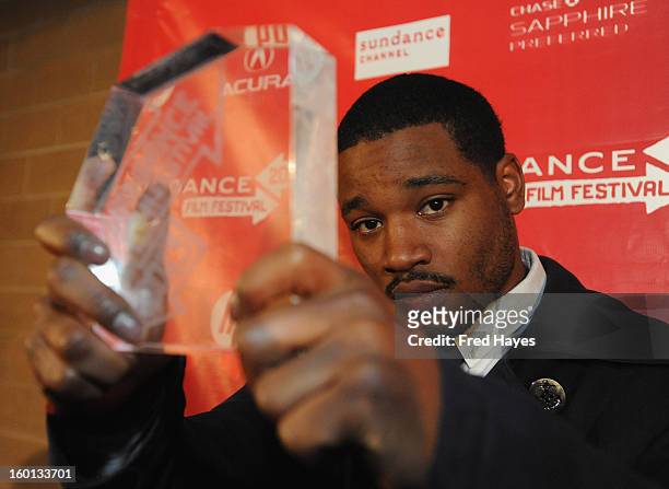 Ryan Coogler winner of the Grand Jury Prize: U.S. Dramatic for Fruitvale poses with award at the Awards Night Ceremony during the 2013 Sundance Film...