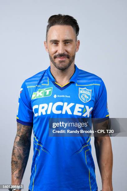 Faf Du Plessis of Saint Lucia Kings during a Republic Bank Caribbean Premier League portrait session at Bay Gardens Resort in Rodney Bay, Saint Lucia...