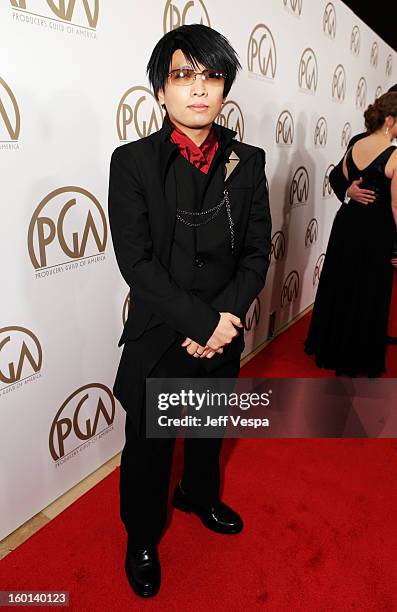 Animator Monty Oum arrives at the 24th Annual Producers Guild Awards held at The Beverly Hilton Hotel on January 26, 2013 in Beverly Hills,...