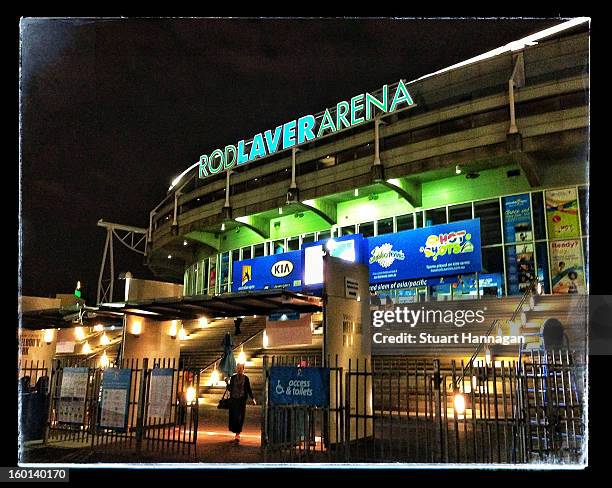 General view of the outside of Rod Laver Arena during day thirteen of the 2013 Australian Open at Melbourne Park on January 26, 2013 in Melbourne,...