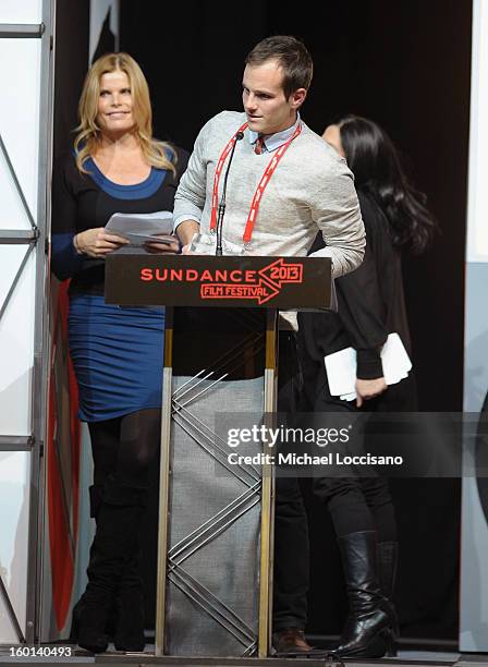 Steve Hoover accepts Winner of the U.S. Grand Jury Prize: Documentary for Blood Brother onstage at the Awards Night Ceremony during the 2013 Sundance...