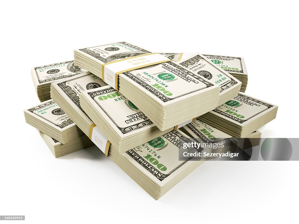 Stapel von 100 US-dollar-Noten in der Hand