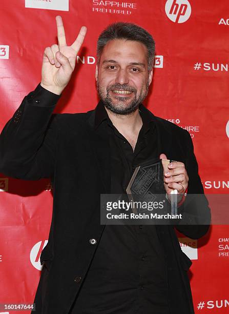 Srdan Golubovic poses with the World Cinema Dramatic: Special Jury Award for Ciricles at the Awards Night Ceremony during the 2013 Sundance Film...