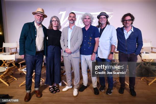 Jonathan Dayton, Valerie Faris, Peter Hoar, Declan Lowney, Glenn Weiss and Davis Guggenheim attend the Directors on Directors panel during Variety...