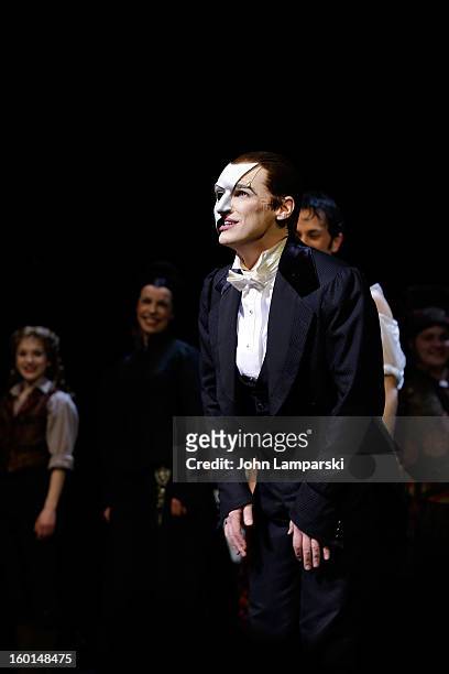 Hugh Panaro performs at "The Phantom Of The Opera" Broadway 25th Anniversary at Majestic Theatre on January 26, 2013 in New York City.