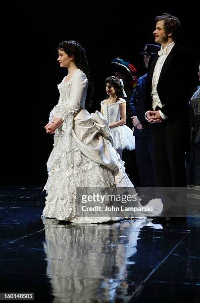 Sierra Boggess and cast members perform at "The Phantom Of The Opera" Broadway 25th Anniversary at Majestic Theatre on January 26, 2013 in New York...