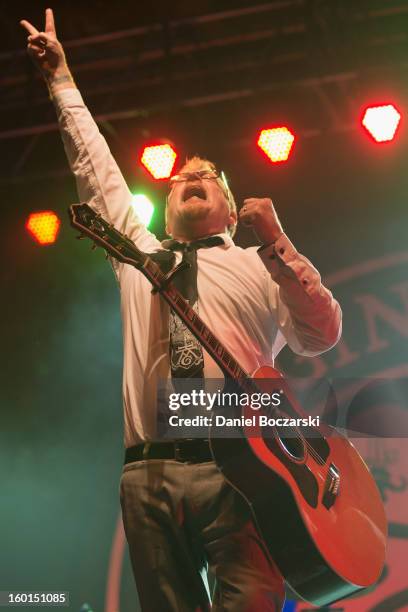 Dave King of Flogging Molly performs on stage at Aragon Ballroom on January 26, 2013 in Chicago, Illinois.