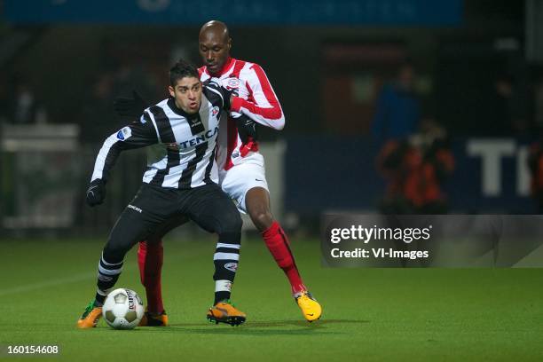 Everton Ramos da Silva of Heracles Almelo, Atiba Hutchinson of PSV during the Dutch Eredivise match between Heracles Almelo and PSV Eindhoven at the...