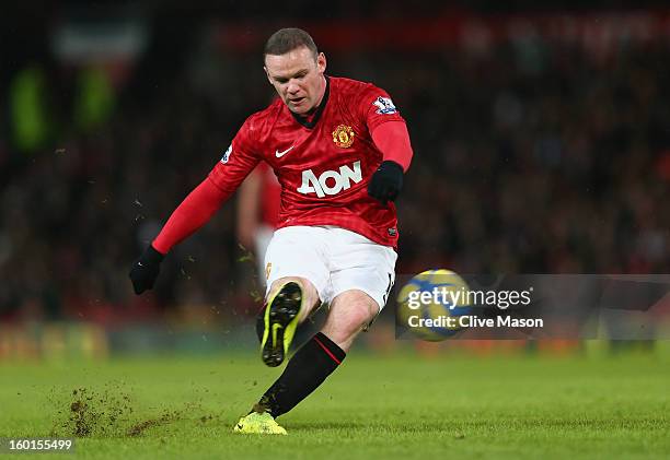 Wayne Rooney of Manchester United in action during the FA Cup with Budweiser Fourth Round match between Manchester United and Fulham at Old Trafford...