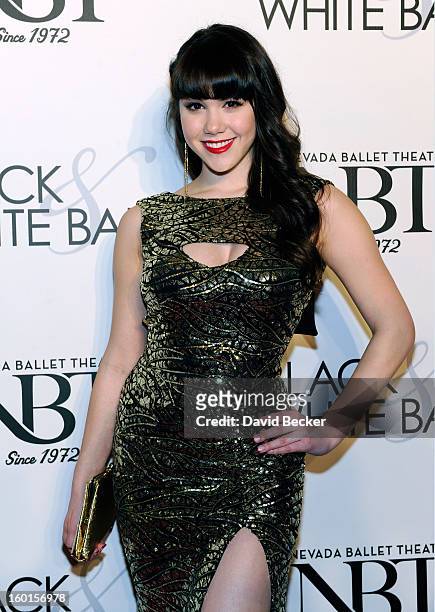Playboy Playmate of the Year Claire Sinclair arrives at Nevada Ballet Theatre's 29th Annual "Woman Of The Year" Black & White Ball at the Bellagio on...