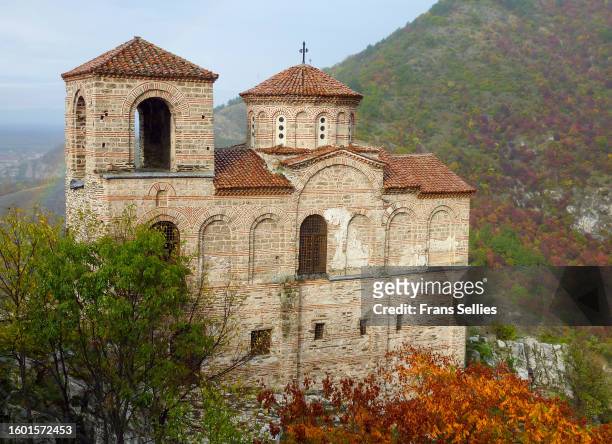 church of the holy mother of god at asenova krepost, asenovgrad, bulgaria - plovdiv bulgaria stock pictures, royalty-free photos & images