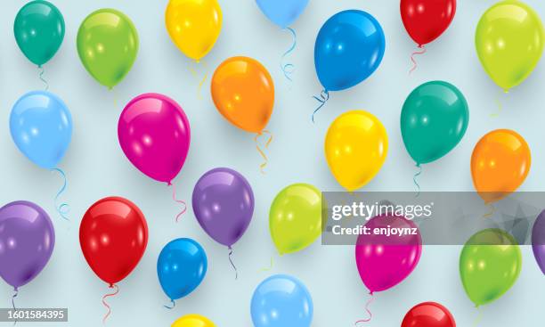 seamless baby blue balloons background - birthday-balloons-background stock illustrations