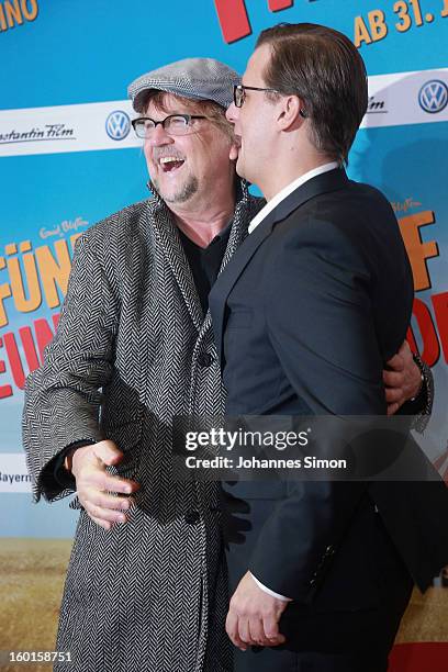 Martin Krug and Torsten Koch arrives for the 'Fuenf Freunde 2' movie premiere at CineMaxx Cinema on January 27, 2013 in Munich, Germany.