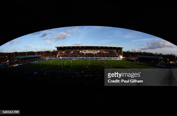 Saracens run out for their first ever match at their new stadium for the LV=Cup match between Saracens and Cardiff Blues at Allianz Park on January...