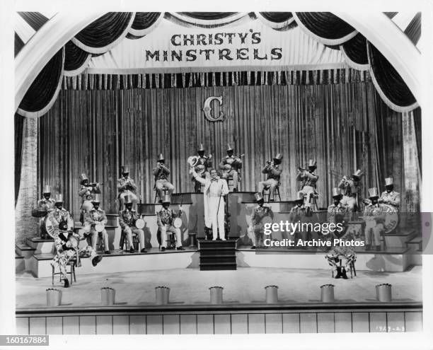 The band plays in a scene from the film 'I Dream Of Jeanie', 1952.