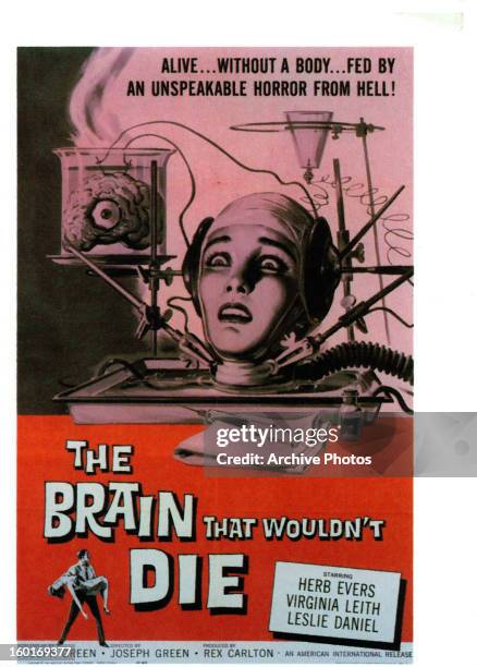 Virginia Leith in movie art for the film 'The Brain That Wouldn't Die', 1962.