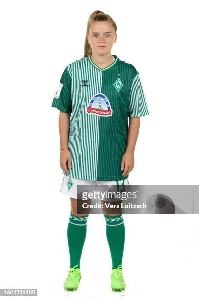Ricarda Walking poses during the team presentation of SV Werder Bremen Women's at Weserstadion on August 8, 2023 in Bremen, Germany.