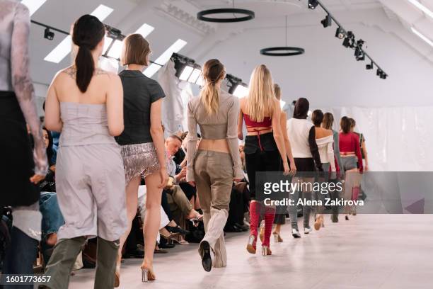 Models walk the runway at the Kernemilk show during the Copenhagen Fashion Week Spring/Summer 2024 on August 08, 2023 in Copenhagen, Denmark.