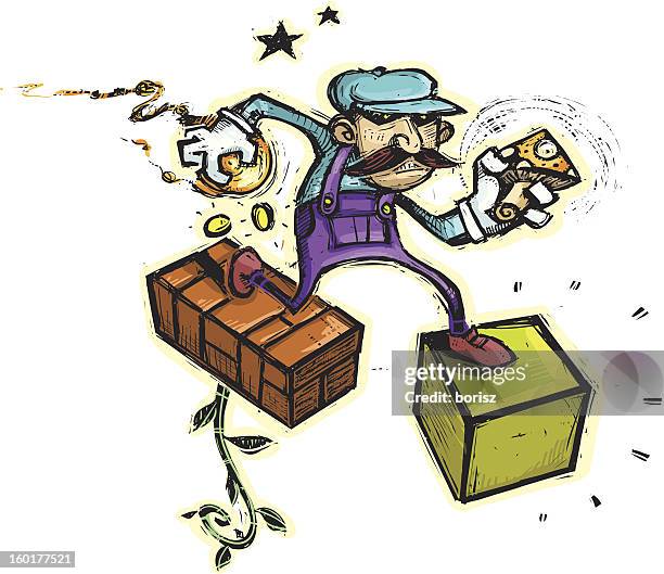 mushroom thief - green fireball stock illustrations