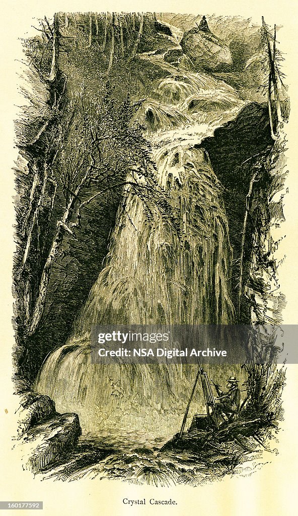 Crystal cascata nas Montanhas Brancas de New Hampshire