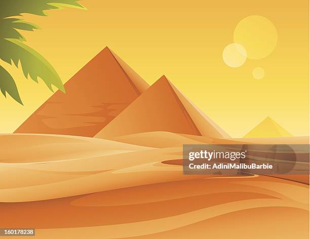 ilustrações, clipart, desenhos animados e ícones de pirâmides e deserto - egypt