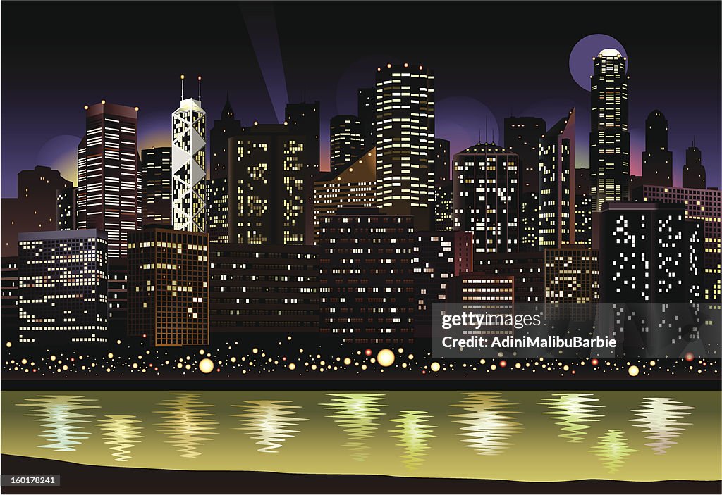 Image of illuminated cityscape at night
