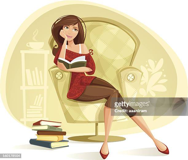 woman reading - cozy stock illustrations
