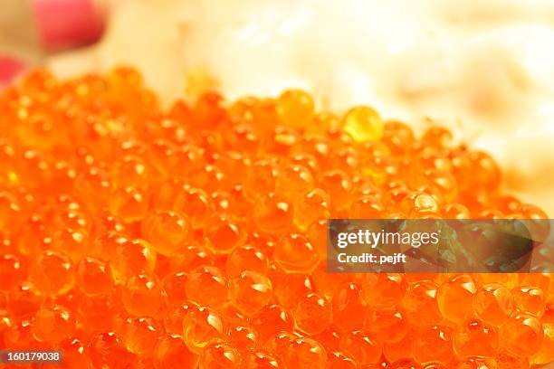 salmon caviar close up - red caviar stock pictures, royalty-free photos & images