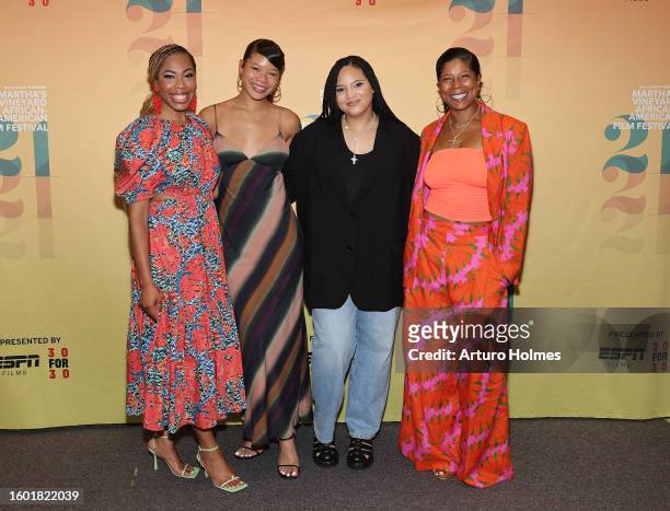 Danielle Cadet, Storm Reid, director Haley Elizabeth Anderson and Robyn Simpson attend “Jazzy Jumpers” Clips and Conversation on August 08, 2023 in...
