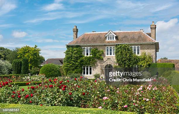 english country cottage - roses in garden bildbanksfoton och bilder