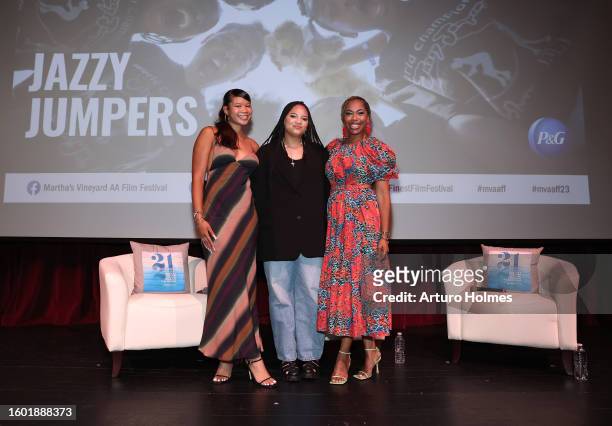 Storm Reid, director Haley Elizabeth Anderson and Danielle Cadet attend “Jazzy Jumpers” Clips and Conversation on August 08, 2023 in Martha's...