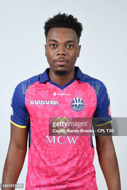 Joshua Bishop of Barbados Royals during a portrait session at Soco House in Rodney Bay, Saint Lucia on August 14, 2023.