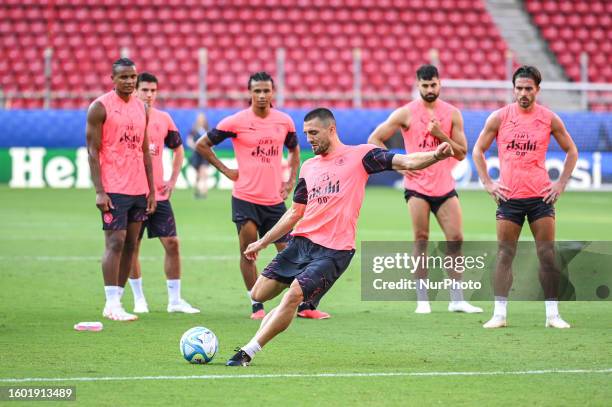 Of Manchester City during the team training session ahead of the UEFA Super Cup Final 2023 at Georgios Karaiskakis Stadium on August 15 in Piraeus,...