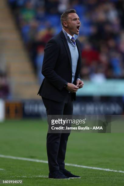 Matt Taylor the head coach of Shrewsbury Town during the Sky Bet League One match between Shrewsbury Town and Burton Albion at The Croud Meadow on...