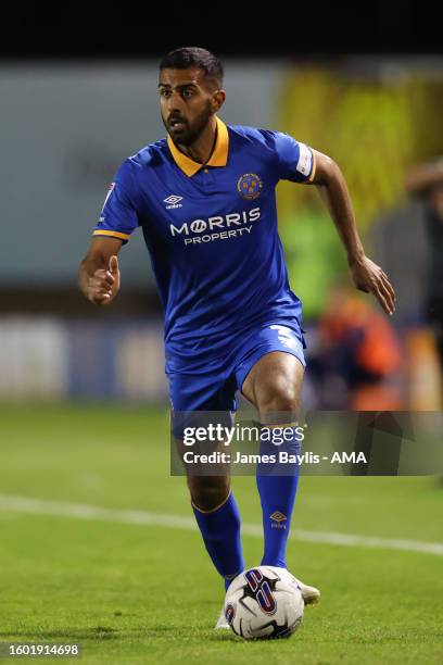 Mal Benning of Shrewsbury Town during the Sky Bet League One match between Shrewsbury Town and Burton Albion at The Croud Meadow on August 15, 2023...