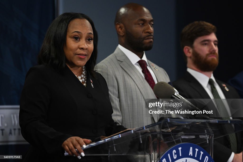 Fulton County District Attorney Fani Willis Speaks During A News Conference in Atlanta, Georgia