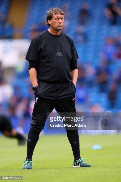 Liverpool Assistant coach Peter Krawietz during the Premier League match between Chelsea FC and Liverpool FC at Stamford Bridge on August 13, 2023 in...