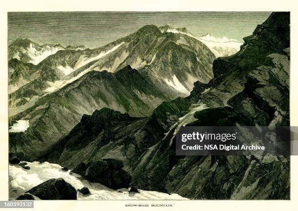 snowmass mountain, colorado - national landmark stock illustrations