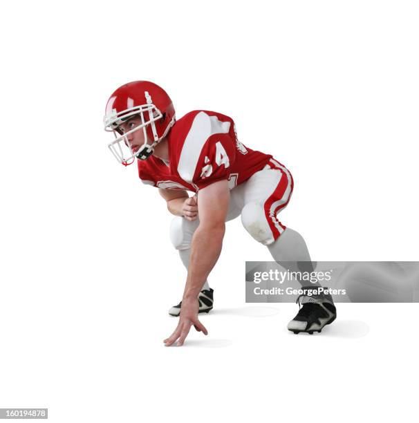 football player with clipping path - offense sporting position stockfoto's en -beelden