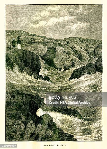 spouting cave, newport, rhode island - narragansett rhode island stock illustrations