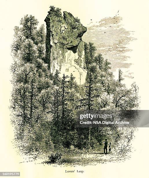 lover's leap, mackinc island - northern michigan stock illustrations