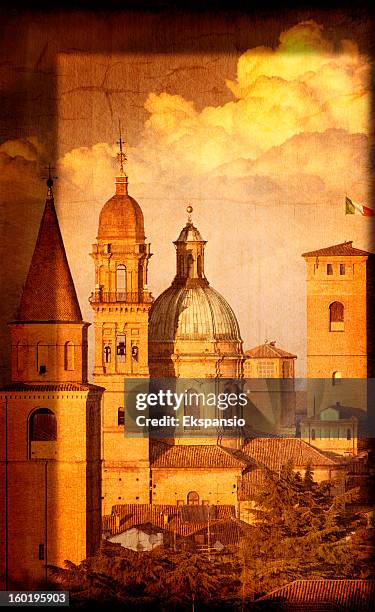 artistic view of italian renaissance churches and towers - renaissance texture stock pictures, royalty-free photos & images