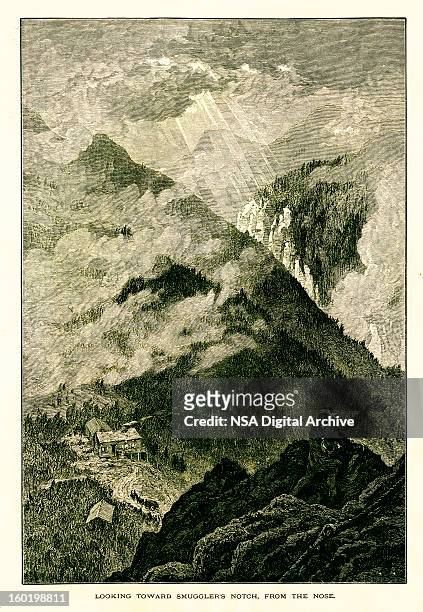 smugglers' notch, vermont - smuggling stock illustrations