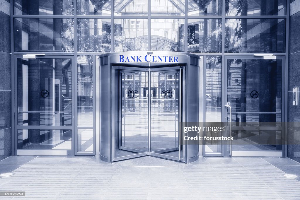 Bank center entrance