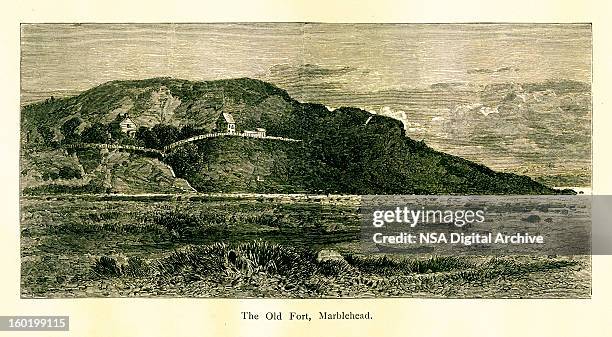 bildbanksillustrationer, clip art samt tecknat material och ikoner med fort sewall, marblehead, massachusetts - massachusettsbukten