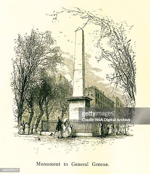 monument to general nathanael greene, georgia - savannah georgia stock-grafiken, -clipart, -cartoons und -symbole